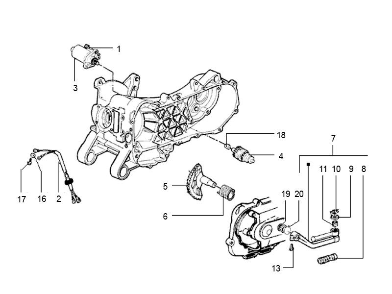 Startmotor - Bendix Vespa LXV 4-takt 2V AC 25km/u