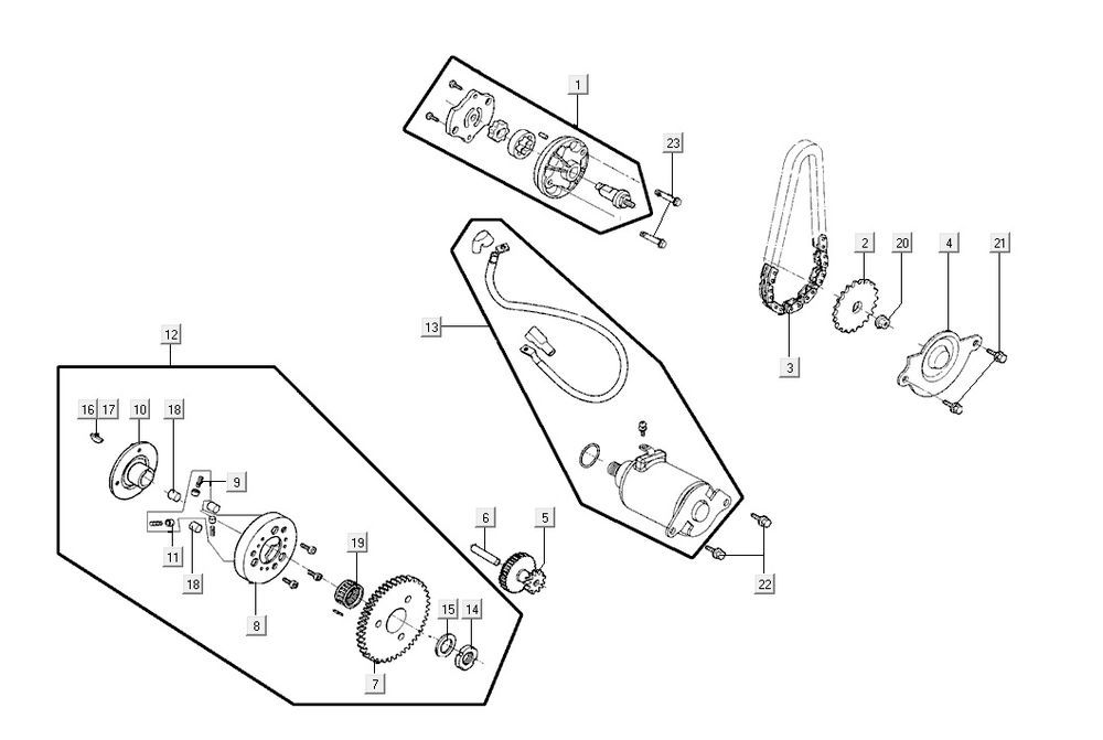 Startmotor - Startkoppeling - Oliepomp Agility CITY 16 125