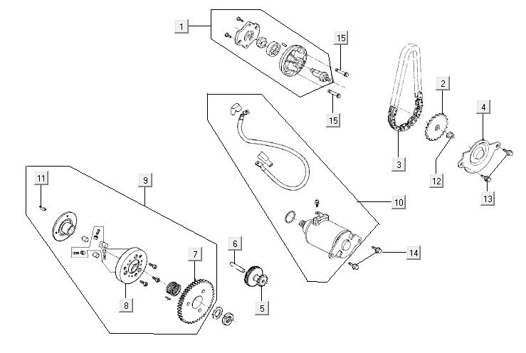 Startmotor - Startkoppeling - Oliepomp Agility CITY 16 150
