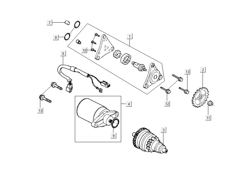 Startmotor - Bendix Kymco New Dink 4-takt zwart metallic