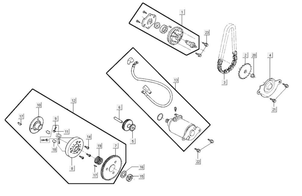 Startmotor - Oliepomp Kymco Like 200i Zwart