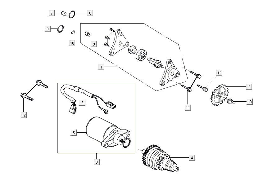 Startmotor - Bendix - Oliepomp Kymco Agility 16