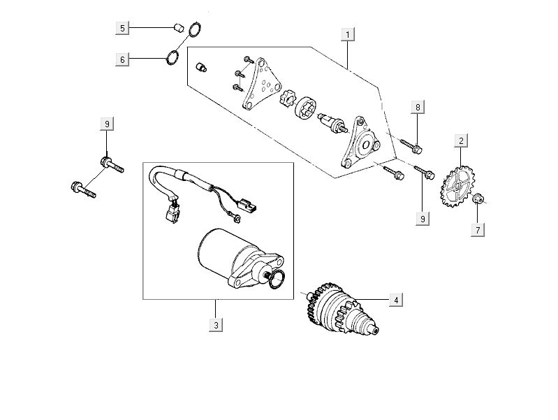 Startmotor - Bendix - Oliepomp Kymco City 16' 4-takt donker grijs