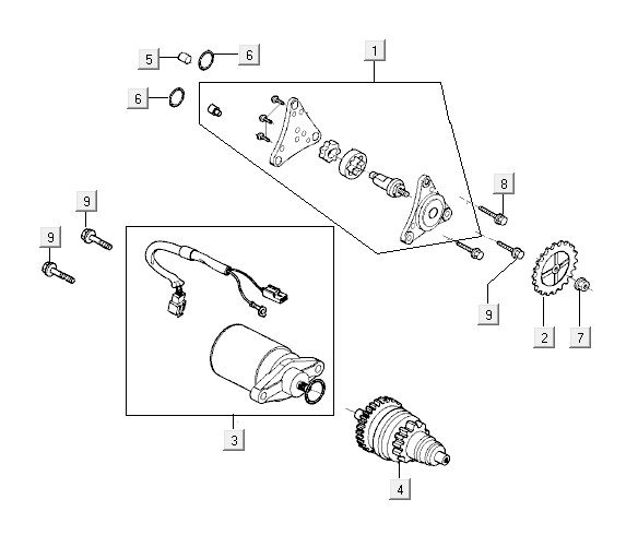 Startmotor - Bendix Kymco VP50 4-takt ACzwart