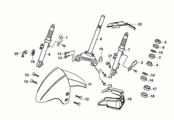 Steering stem - front cushion Sym Orbit III 50 E5 Flash Black/ Matt Black (BK-5560S/BK-007U)