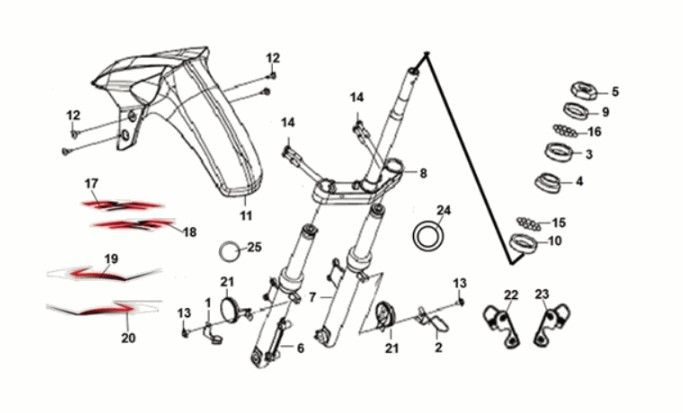 Steering  stem - front cushion Sym Crox 50 E5 BLACK/GREY (BK-5560S/GY-7450U)