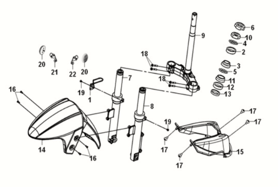 Steering stem/ front cushion Sym E-XPRO 45 KM/U 2020-2021 Gray (GY-010U)