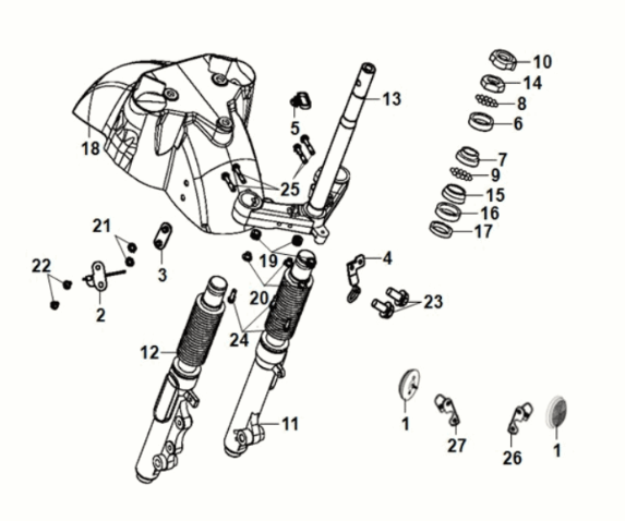 Steering stem - front cushion Sym Fiddle IV 50 E5 Black (BK-007U)