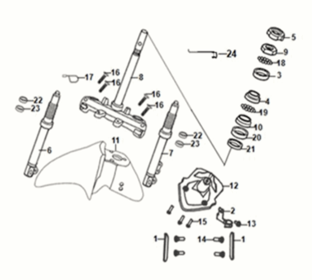 Steering stem - front cushion Sym Jet 14 125I AC E5 2021-2024