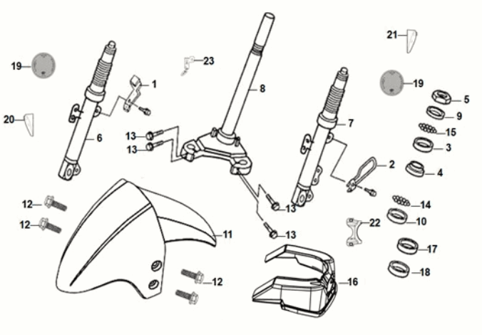 Steering Stem - Front Cushion Sym Orbit III 125i E5 White (WH-006)