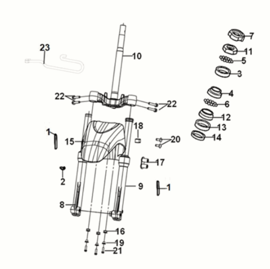 Steering stem - front cushion Sym Symphony ST 50 E5 White/ Red (WH-8028P) (Red seat)