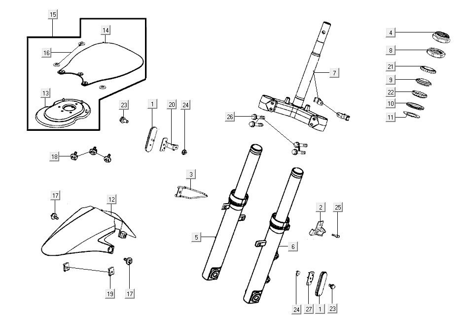 Stem steering front Kymco Super8 R E5 ROOD