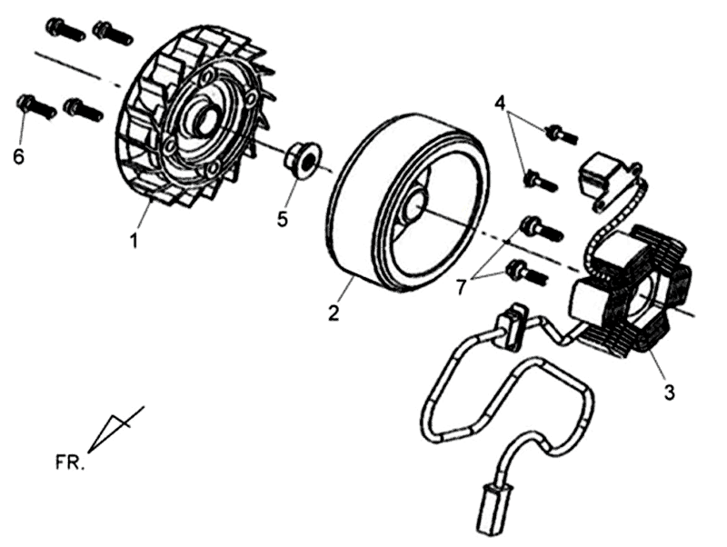 Ontsteking - Stator - Vliegwiel Sym Allo (WH871) champagne