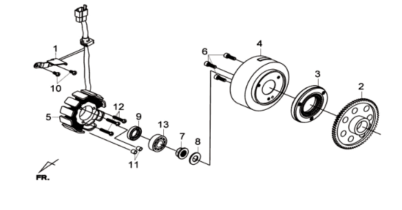 Steranker/ vliegwiel Sym Joymax 300I ABS E3 2014-2016