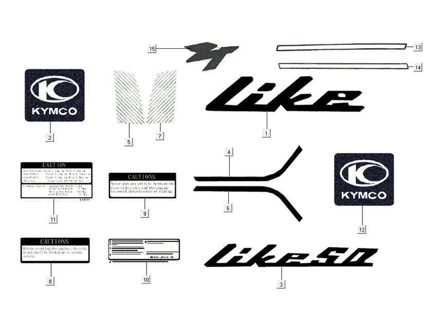 Emblemen - Stickers - Logo Kymco Like 50 4-takt AC