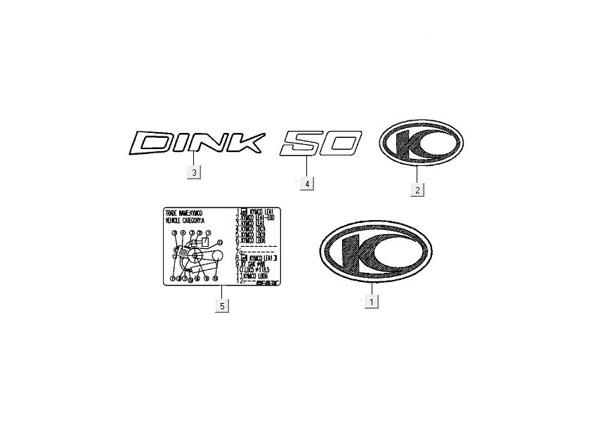 Emblemen - Stickers - Logo Kymco New Dink 4-takt zwart metallic
