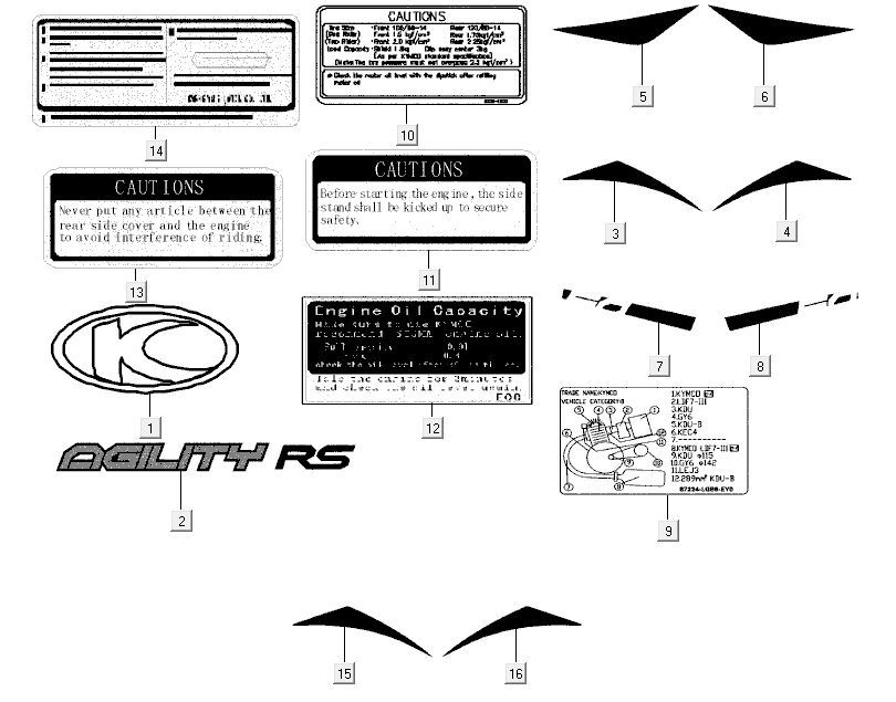 Emblemen - Stickers - Logo Kymco Agility RS 50 4-takt AC wit 2011