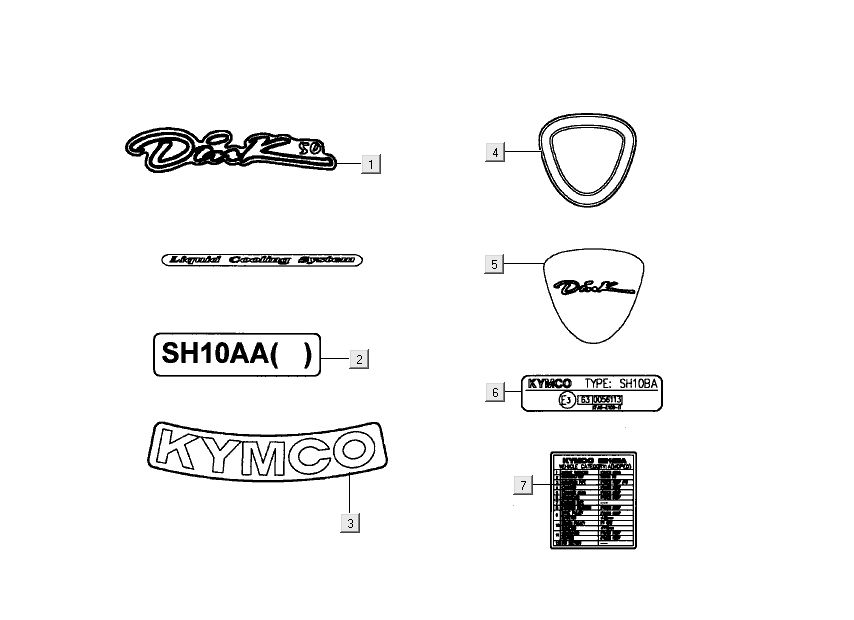 Emblemen - Stickers - Logo Kymco Dink 50 2-takt LC zilver