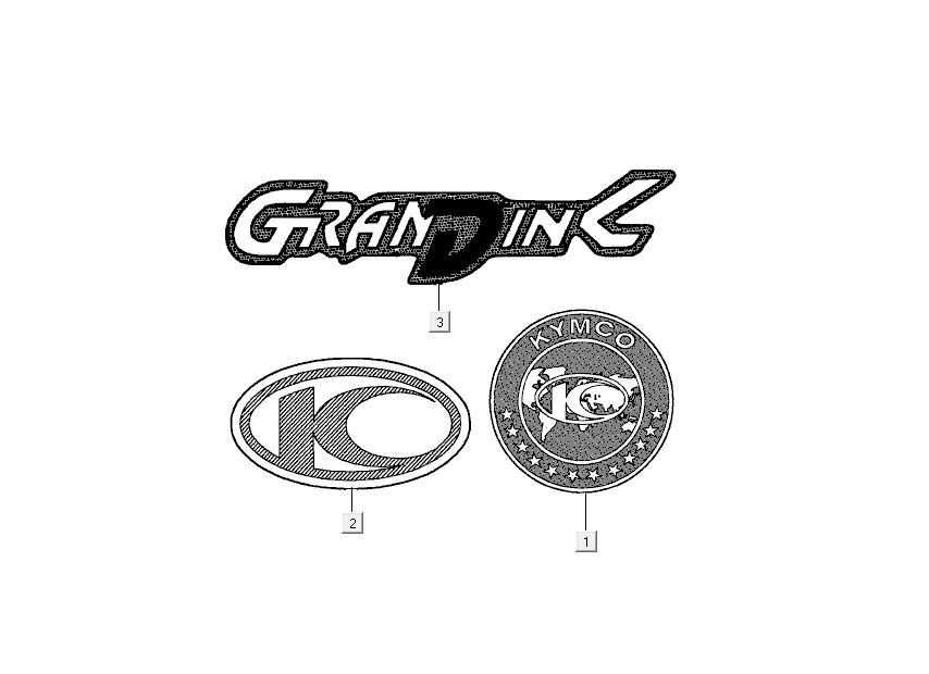 Emblemen - Stickers - Logo Kymco Grand Dink 2-takt Zilver