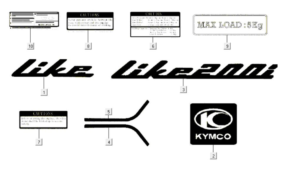 Emblemen - Stickers - Logo Kymco Like 200i Zwart
