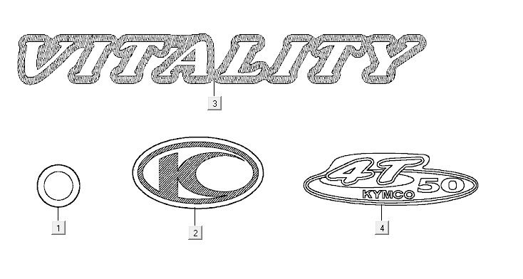 Emblemen - Stickers - Logo 1 Kymco Vitality 50 4-takt AC antraciet