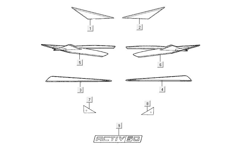 Emblemen - Stickers - Logo 2 Kymco Activ 50 4-takt zilver
