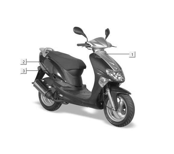 Emblemen - Stickers - Logo 2 Kymco Vitality 50 2-takt AC pearl zilver