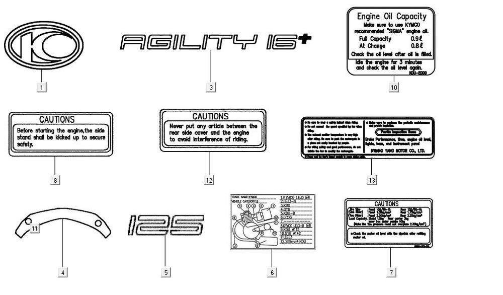 Emblemen - Stickers - Logo Kymco Agility 16+ 125 Mat Metallic Light Blue
