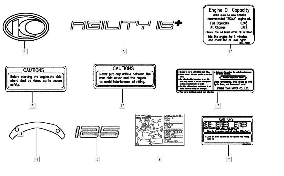Emblemen - Stickers - Logo Kymco Agility 16+ 125 Mat Metallic Silver