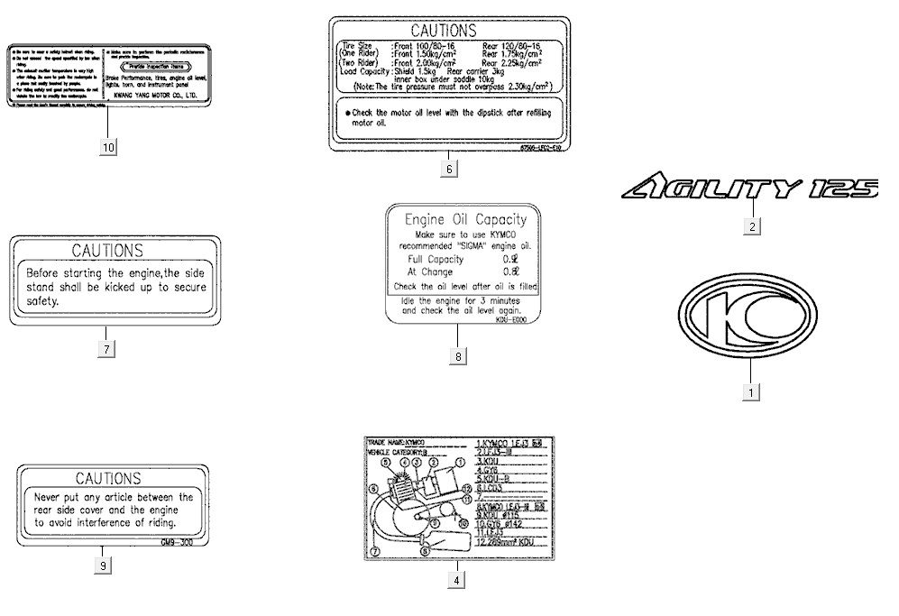 Emblemen - Stickers - Logo Kymco Agility CITY 16 125