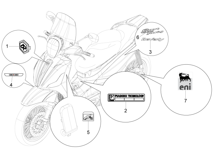 Emblemen - Stickers - Logo Piaggio Beverly 350 Sport Touring Euro 3 2013-2014