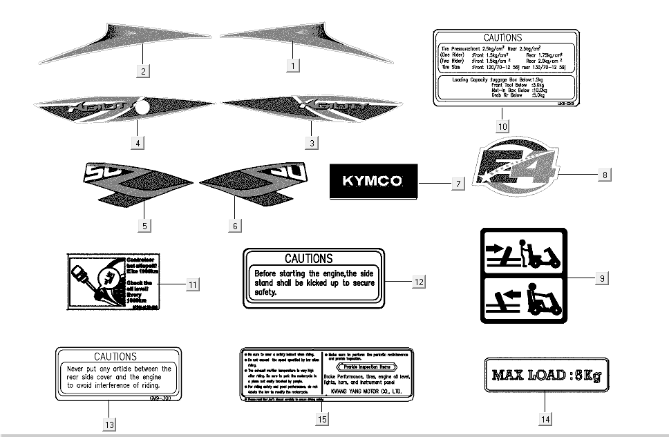 Emblemen - Stickers - Logo Kymco Agility FR 12
