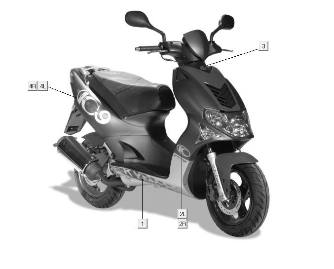Emblemen - Stickers - Logo Kymco Super9 50 2-takt LC oud model matzwart-zilver