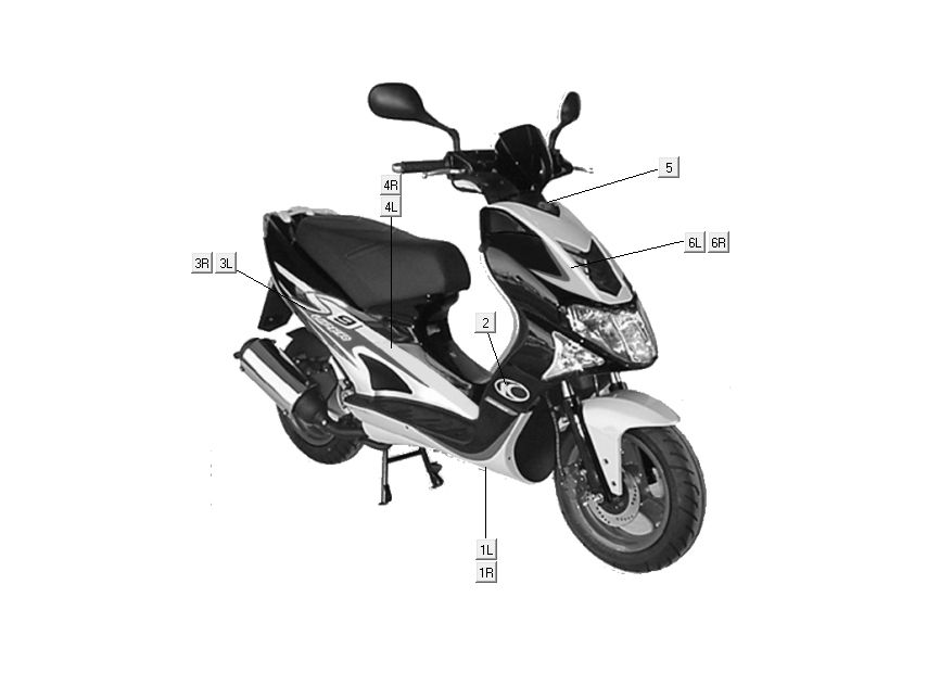 Emblemen - Stickers - Logo Kymco Super9 50 2-takt AC oud model matzwart zilver
