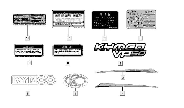 Emblemen - Stickers - Logo Kymco VP50 4-takt ACoak metallic