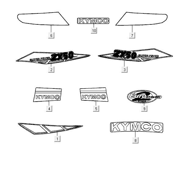 Emblemen - Stickers Kymco Yup 50 2-takt AC blauw-zilver