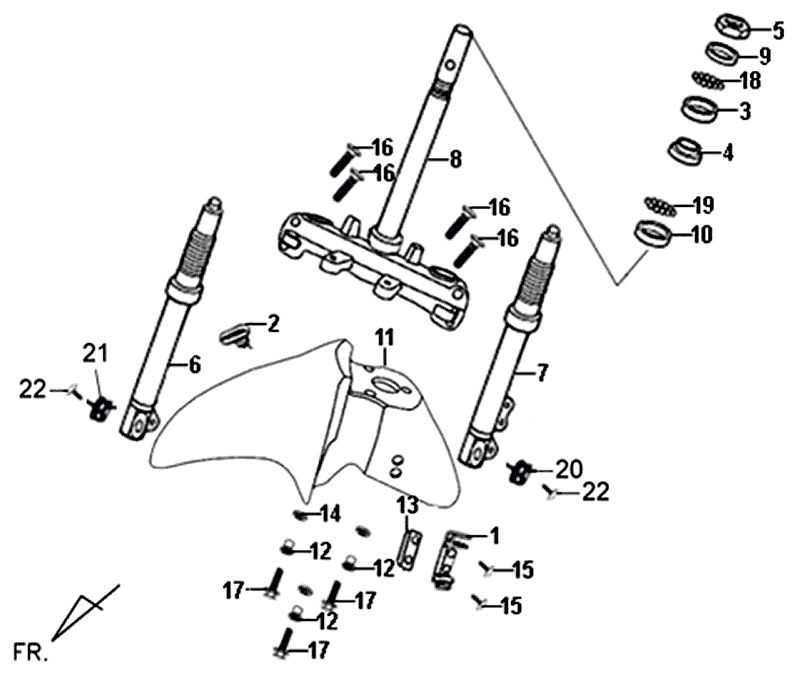 Voorvork - Kroonstuk - Balhoofdstel - Voorspatbord Sym Symphony (BK5560) black