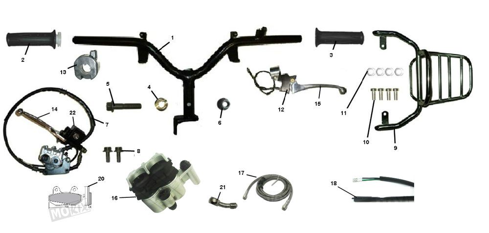 Stuur- Remcilinder- Remklauw - Remblokken - Achterdrager Riva Sport VX50S 4-takt