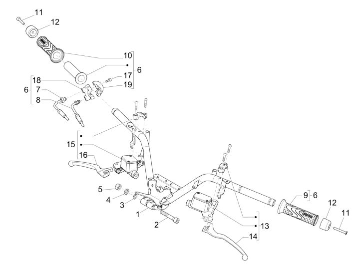 Stuur - Remcilinder- Gaskabel - Handvatten Piaggio MP3 500 LT Business 2014-2016