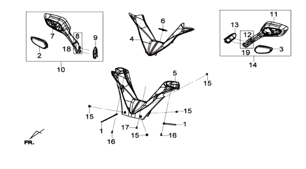 Stuurbocht/ remgrepen/ spiegels Sym Joymax 300I ABS E3 2014-2016 Matt gray (GY-7450U)