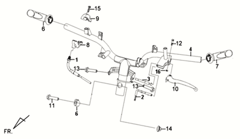 Stuurbocht Remhevelskabels Sym Allo GT (WH006 S882U) white silver