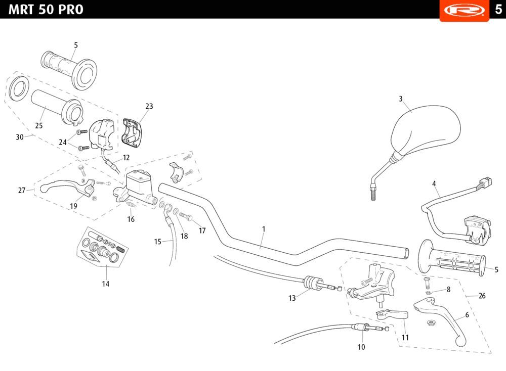 Stuur - Onderdelen stuur - Spiegels Rieju MRT pro enduro groen 2010 2-takt