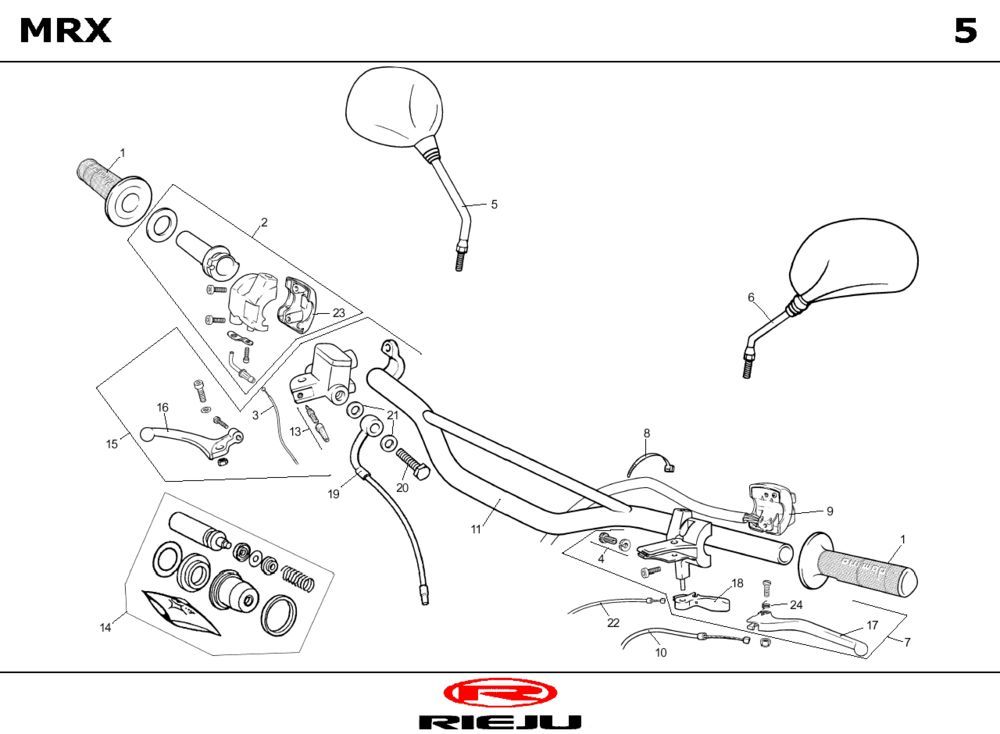 Stuur - Onderdelen stuur - Spiegels Rieju MRX rood 2004 2-takt