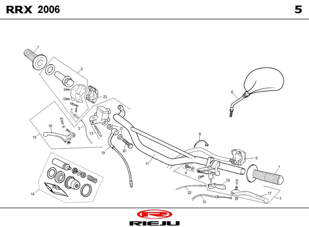Stuur - Onderdelen stuur - Spiegels Rieju RRX oranje 2008 2-takt