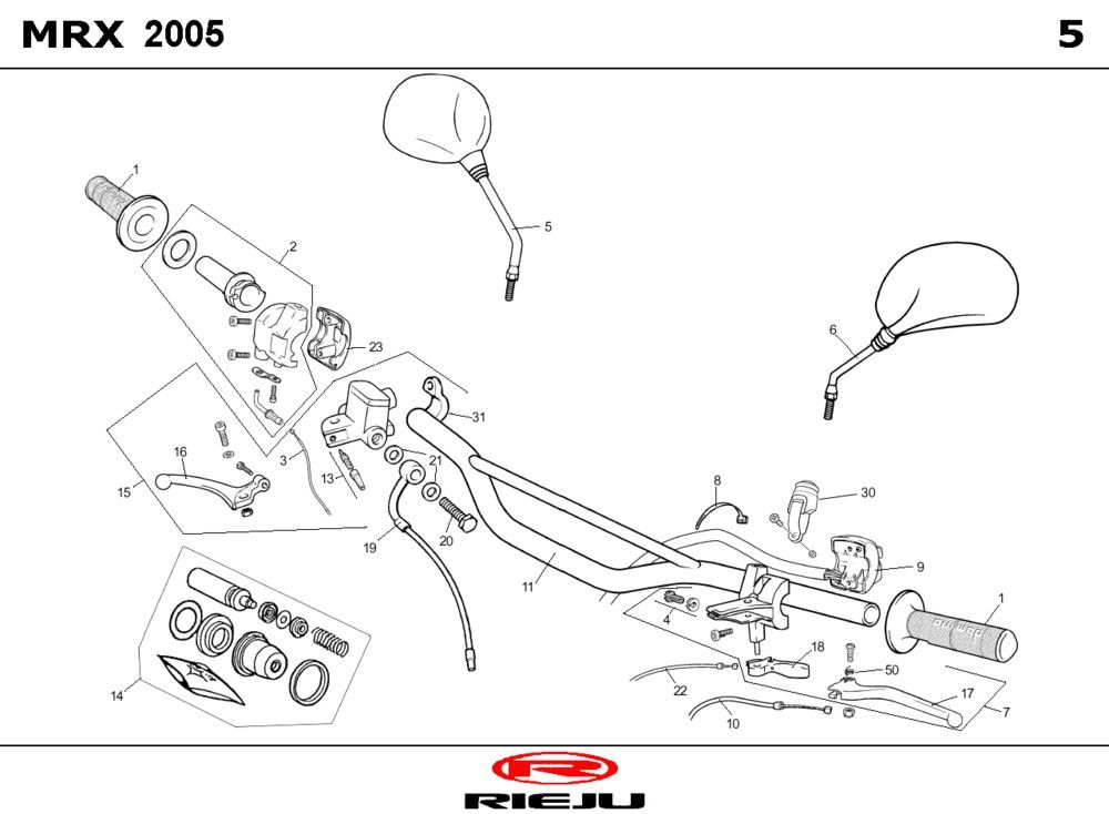 Stuur - Onderdelen stuur - Spiegels Rieju MRX P-up rood 2008 2-takt