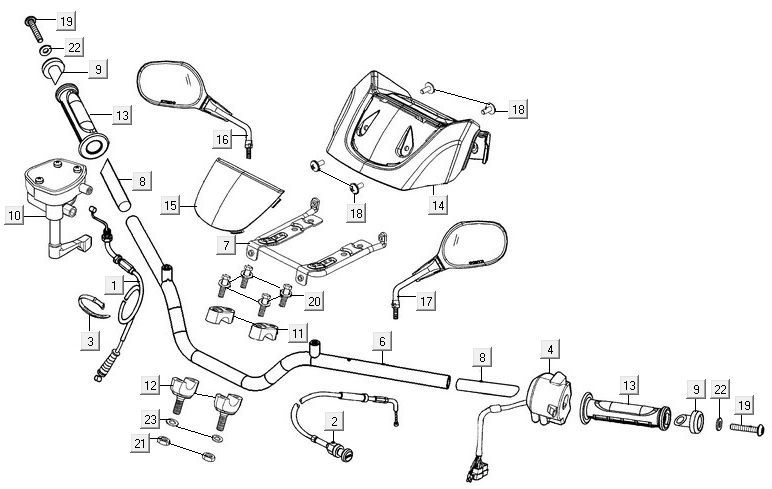 Stuur - Onderdelen stuur Kymco MXU 300R