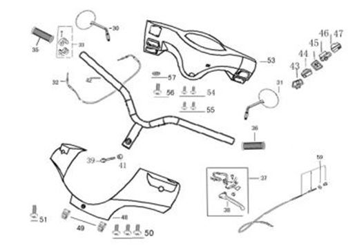 Stuur - Onderdelen stuur China Zip zwart Euro2