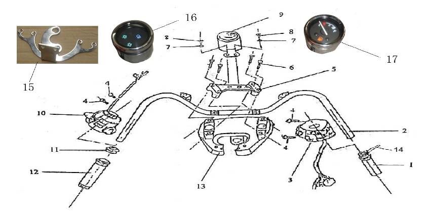 Stuur - Onderdelen stuur BTC Grande Retro 125
