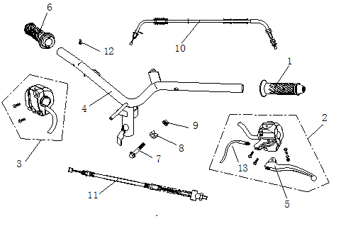Stuur - Onderdelen stuur China Ape 50 wit