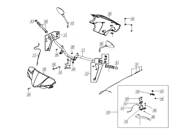 Stuur - Onderdelen stuur Kymco Carry 50i 4-takt Euro 4 wit